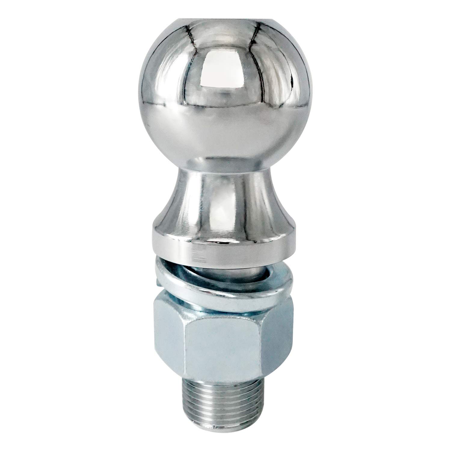Towing Hitch Balls, Chrome Trailer Ball 1-7/8 inch 3,500 lbs. with 1 inch x 2-1/8 inch Shank