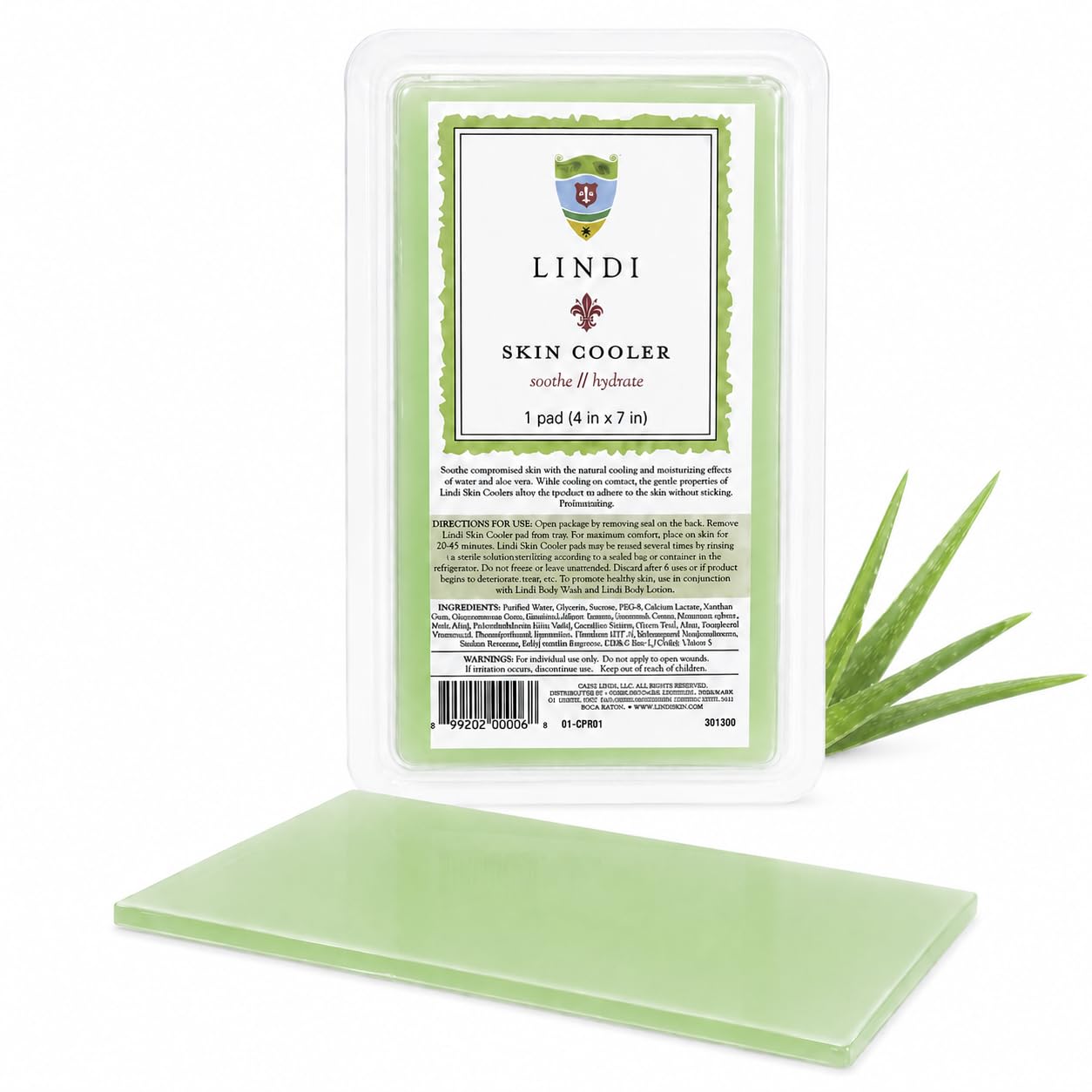 Lindi Skin Cooling Pad Reusable Hydrogel for Radiation Care, 4x7 in, 1 Pad | Reusable Hydrogel Cooler with Aloe Vera & Green Tea Soothes Redness and