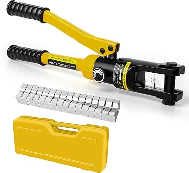 Hydraulic Cable Lug Crimper Hydraulic Wire Crimper Battery Lug Terminal Cable Crimping Tool, Wire Crimping Tool with 8 die Pairs 8 AWG to 250 MCM