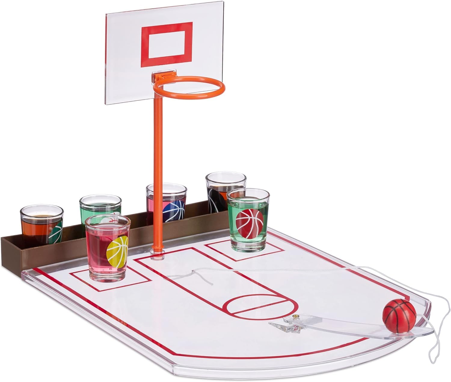 SKY LAND Basketball Drinking Game - Fun Party Game with 6 Shot Glasses, Basket, and Ball 22.5 x 24 x 44 cm