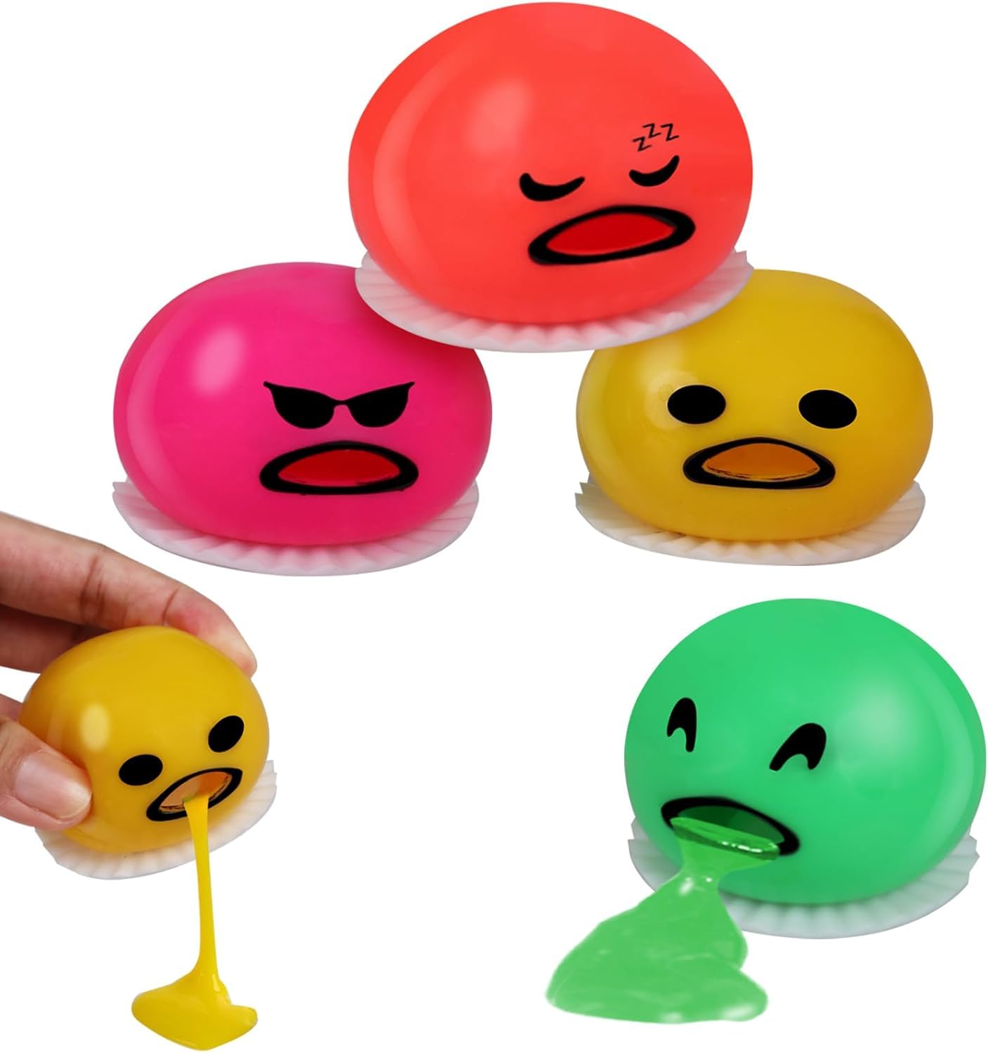 PELO 2 Pcs Vomiting Egg Ball for Kids Egg Balls Toys, Puking Slime Egg Yolk Ball, Squeeze Toy Lazy Egg Vomit Yolk Toy for Kids Boys and Girls