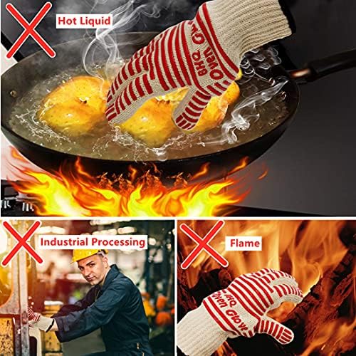 Revolutionary 250°C Extreme Heat Resistant EN407 Certified Heat Resistant Oven Gloves Hot Surface Handler Made from Nomex and Kevlar - Non-Slip Kitchen Silicone Gloves Five Fingers(Red(2 PCS))