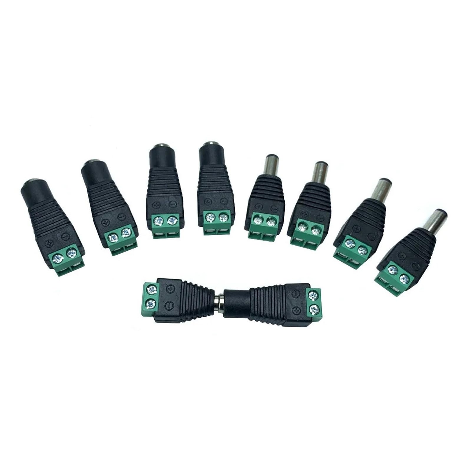 Zestaw 5/10/50/100 par 5,5 x 2,1 mm męski żeński DC Power Connector Kit do kamery CCTV Strip Lighting (żeńskie, 50 szt.)