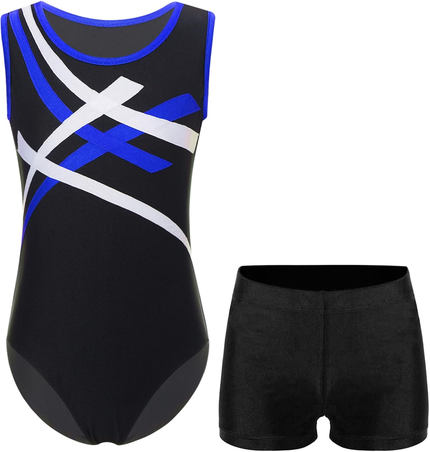 Kids Boys 2 Piece Gymnastics Outfits Sleeveless Tank Leotard with Shorts Dance Ballet Unitard Biketard