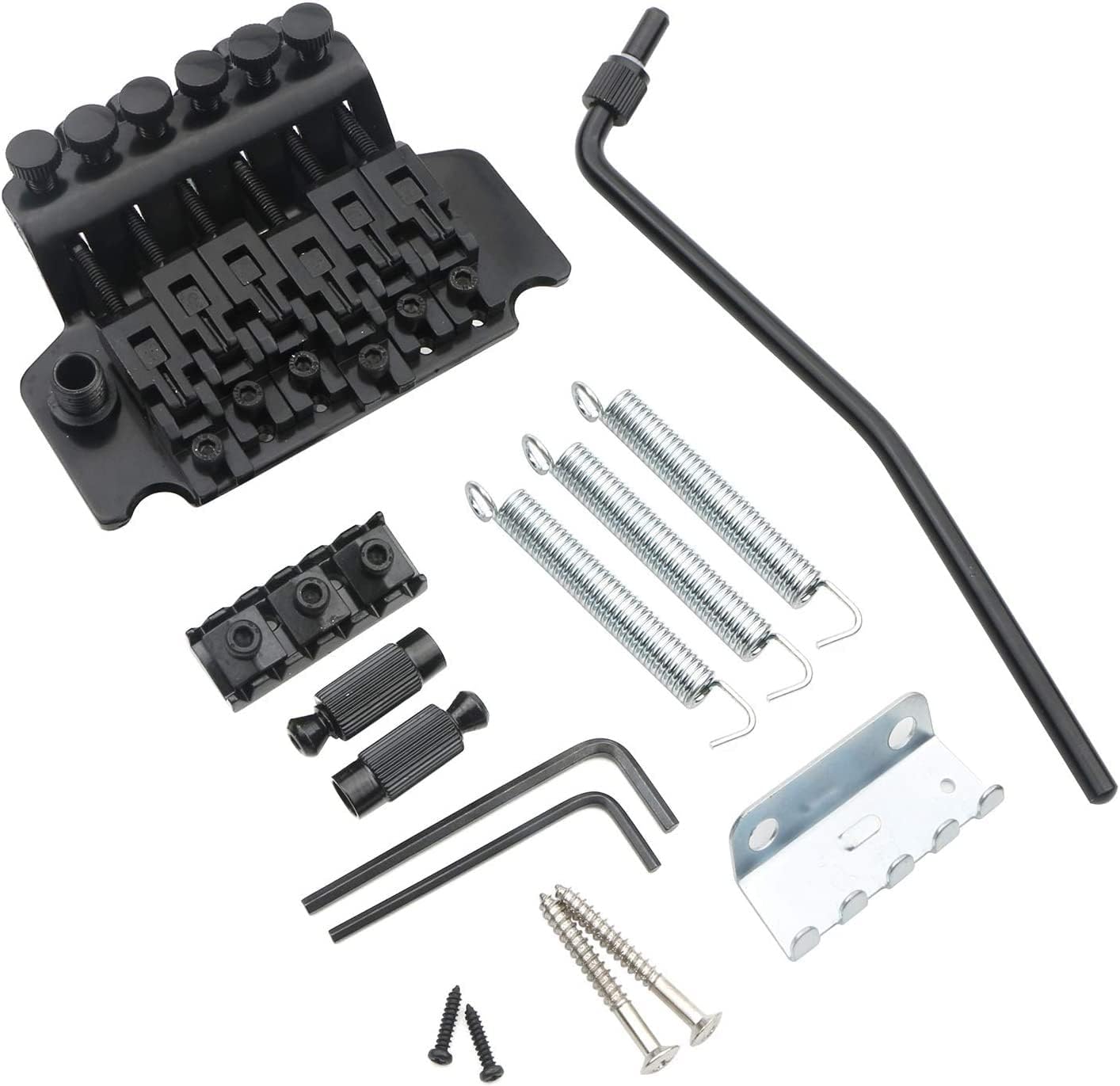 - Black Electric Guitar Tremolo Bridge with Bar Double Strat Locking for Floyd Rose Type