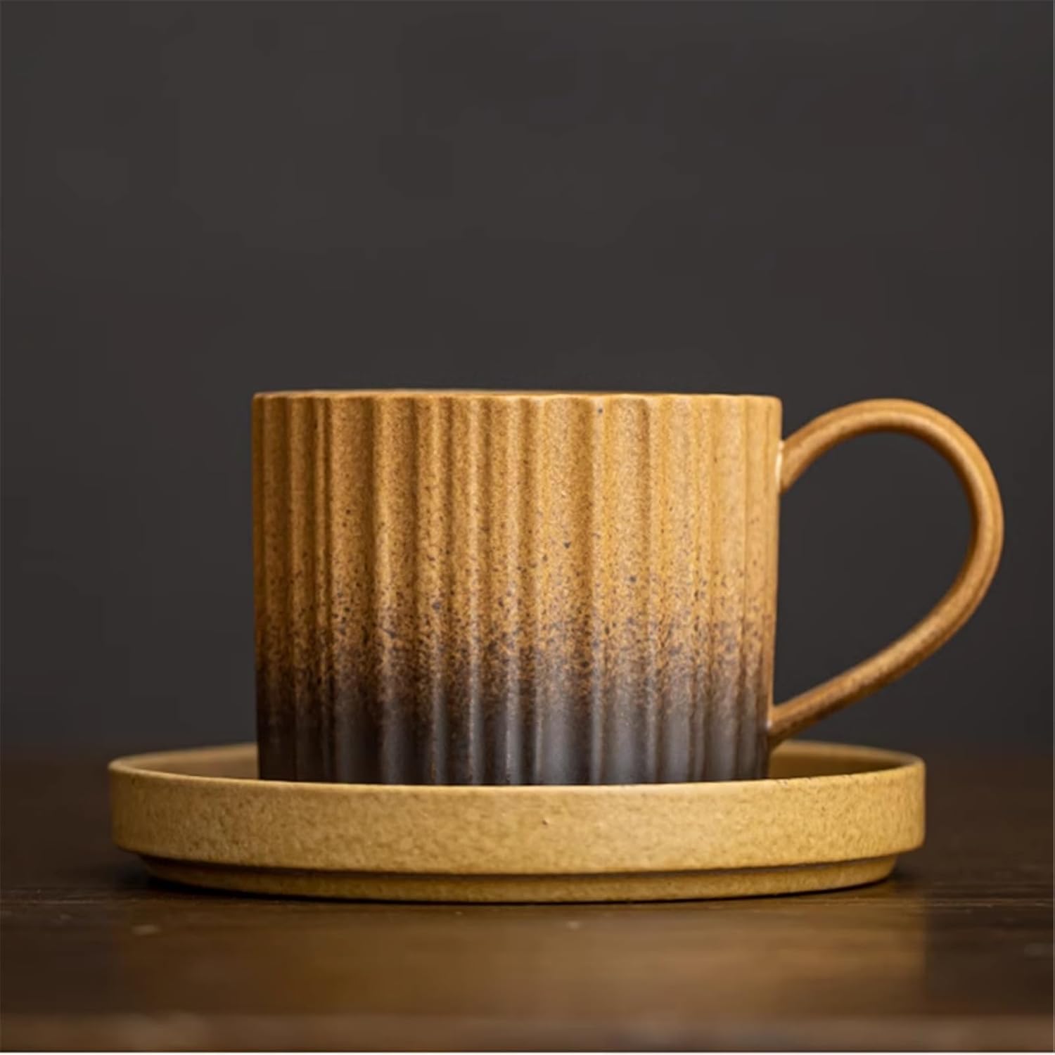 Ceramic Coffee Mug Afternoon Tea Set Retro Cup Light Brown