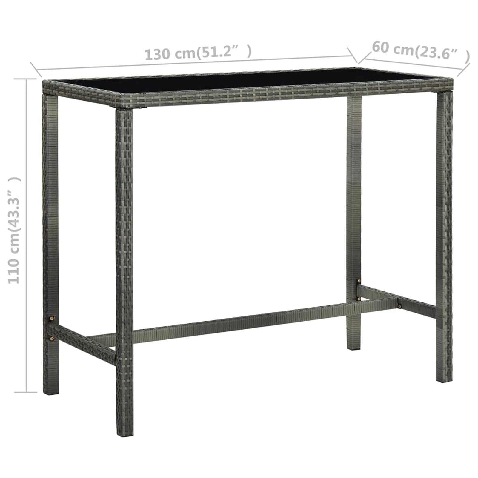 Gecheer Set da Bar da Giardino 7 pz con Cuscini in Polyrattan Grigio,Set da Balcone,Tavolo Alto, Set di Tavolo e Sgabelli da Bar,Tavolo con Sedie Alto