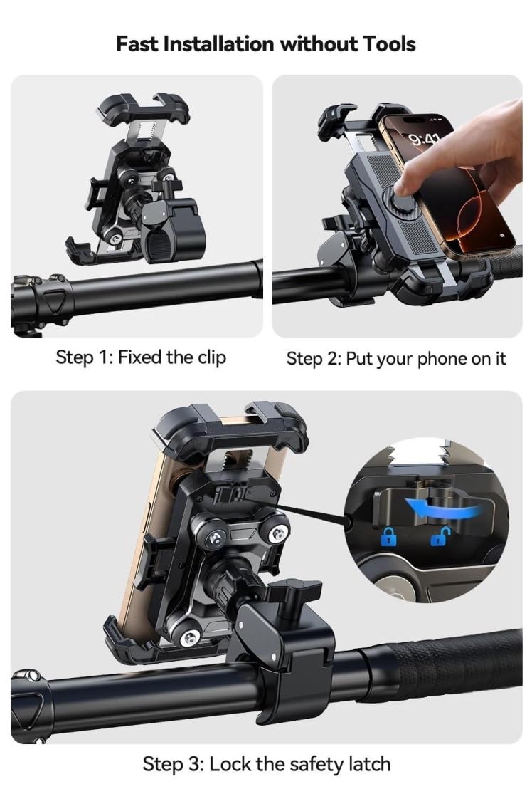 Supporto Per Telefono Per Moto Anti-vibrazioni Per Manubrio Bicicletta Per 4.7-7” Accessori Per Ciclismo
