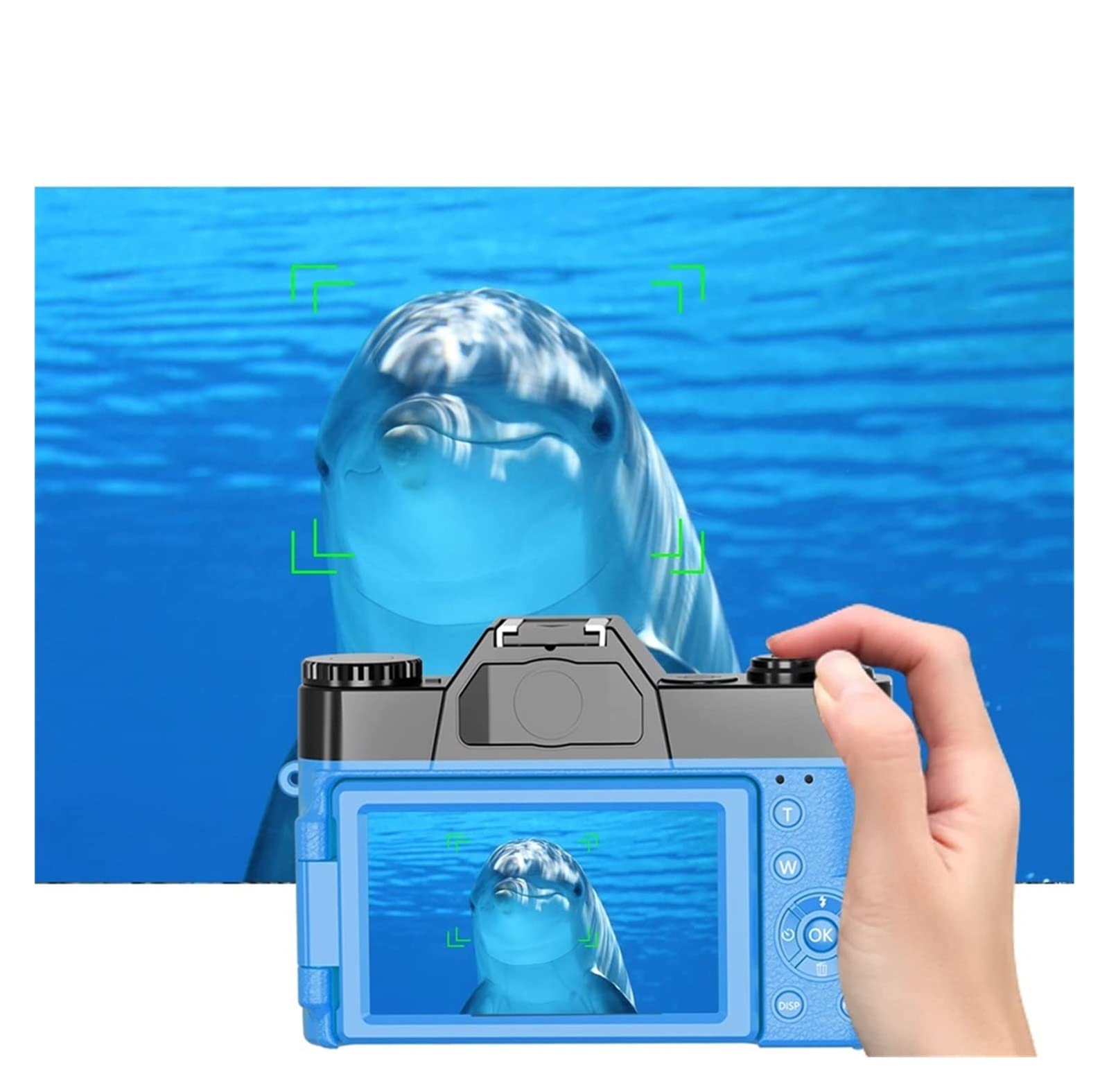 Caméra vidéo, Objectif Macro 4K Appareil Photo numérique écran Rabattable Selfie caméscope 48MP Vlog Webcam Vintage enregistreur vidéo 16X Grand Angle(128G SD Card,with Lens Fliter-01)