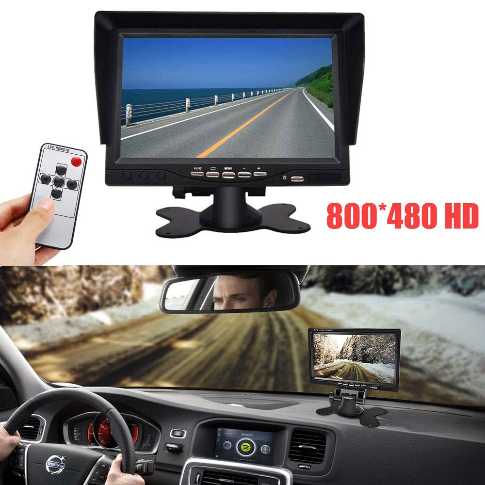 Kit de caméra de recul HD 4 broches IP68 étanche vision nocturne Caméra de recul LCD 7" pour camionnettes, camping-cars, camionnettes, caravanes, remorques, boîte à chevaux