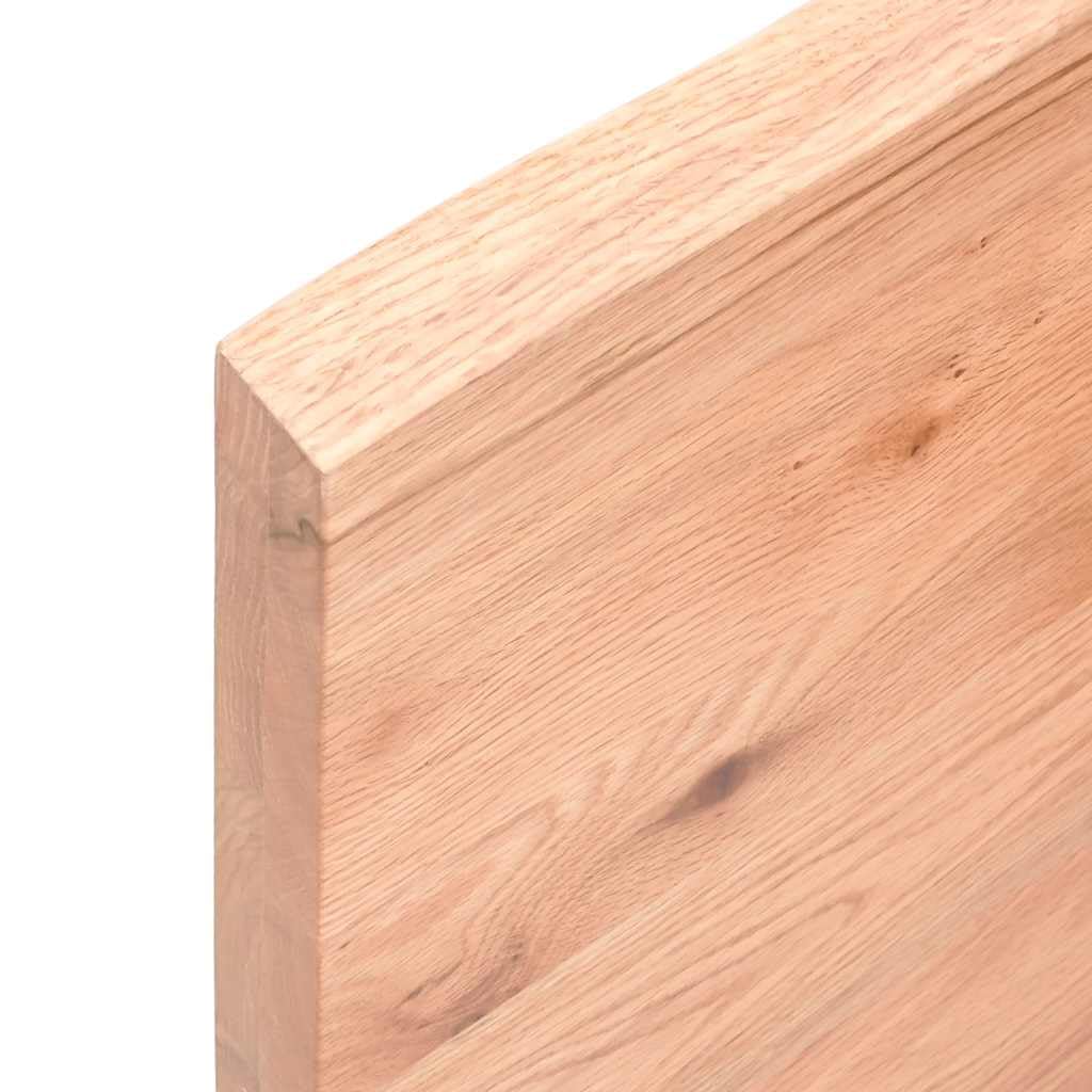 Piano per lavabo in legno massello di rovere marrone chiaro, 120 x 30 x (2-4) cm, con bordo naturale, per bagno, cucina, piano di lavoro, scaffale, piano da scrivania, versatile, robusto e