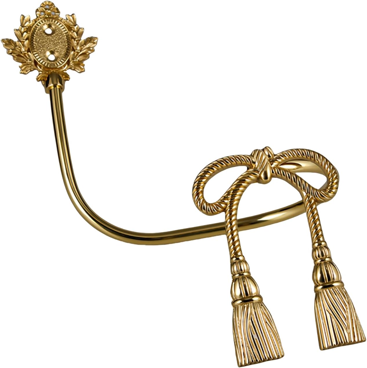 Gold Curtain Drapery Holdbacks,2pcs Brass Curtain Holdbacks,Home Curtain Decoration for Curtains,Bow Style Curtain Tiebacks for Living Room (Left 1pc)