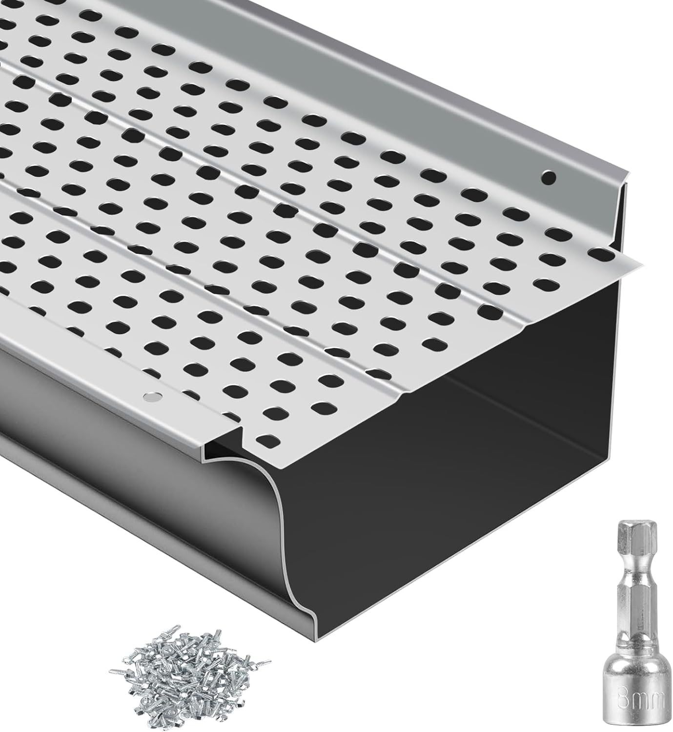 Zstar Gutter Guard 5 inch, 26 PCS 104 ft Total Length, Aluminum Leaf Filter Easy DIY Gutter Cover System, Protection Mill Finish, 0.157'' Hole Diameter, Gutter Guards Fits Any Roof or Gutter Type