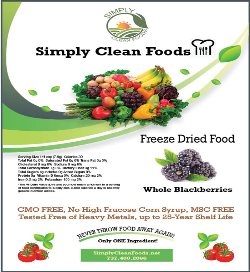 Simply Clean Foods Freeze Dried Blackberries – Non-GMO - Made in USA