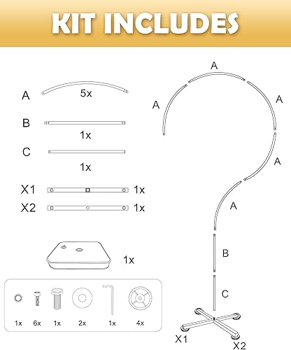 Miniatura 4 de YALLOVE Soporte de globos de metal para revelación de género del bebé, marco de arco de globos ajustable de 7.75 pies de altura para decoración de