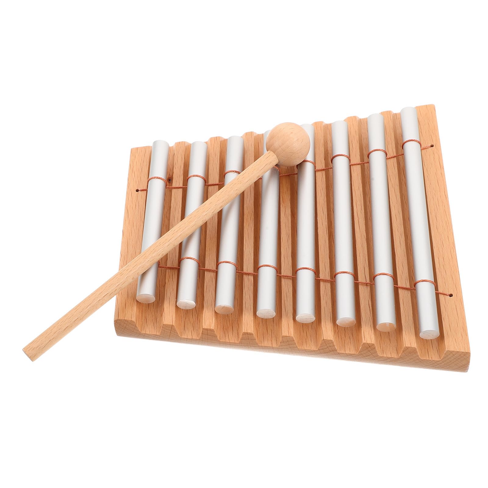 Toyvian Wooden Percussion Block with Mallets Portable Eight-note Xylophone for Preschool Music Education And Travel Handheld Music Therapy Glockenspiel for Early Learning