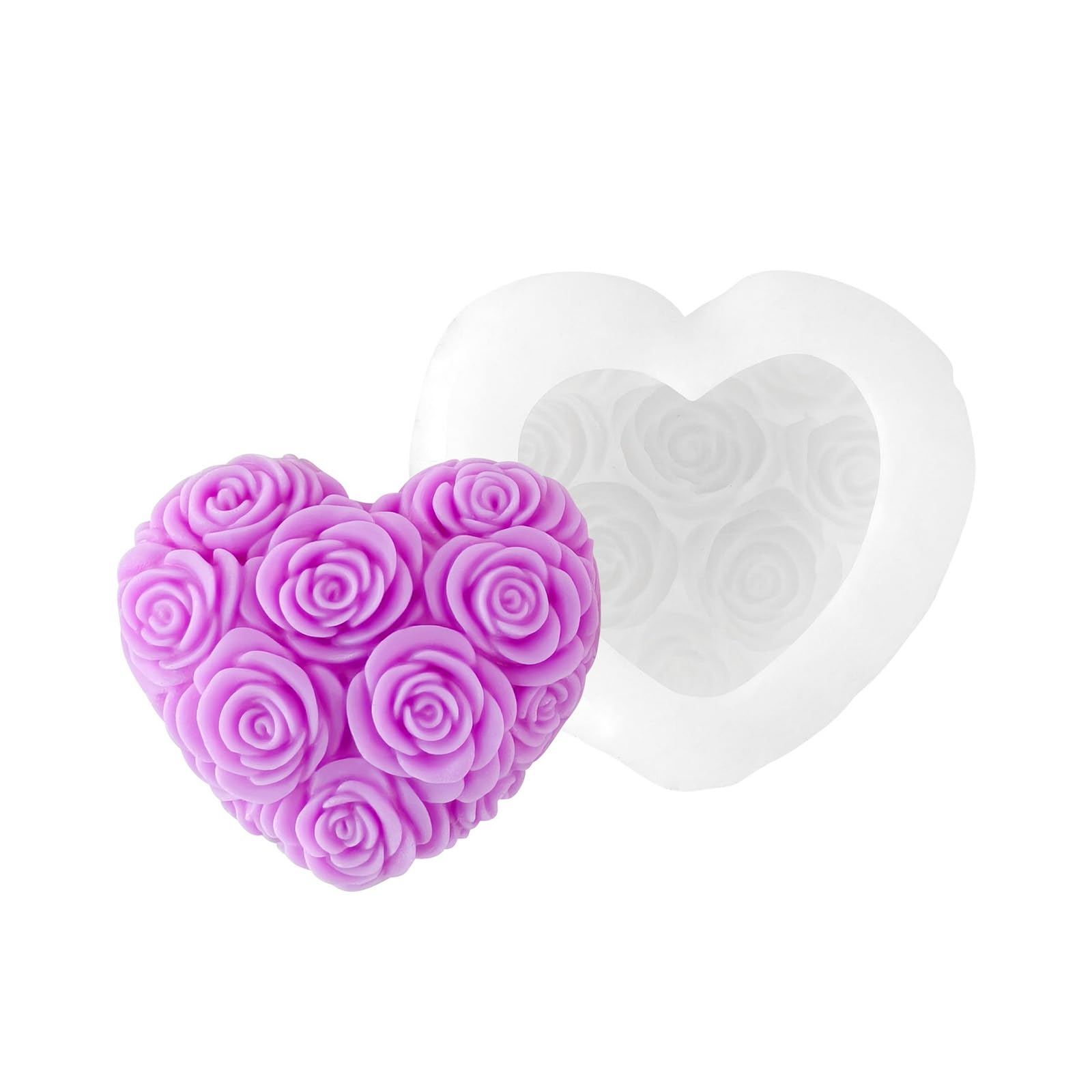 Zxfdsfdbnm Flexible Heart Shaped Silicone Easy Releases Designs for Soap Chocolate Craft Rose