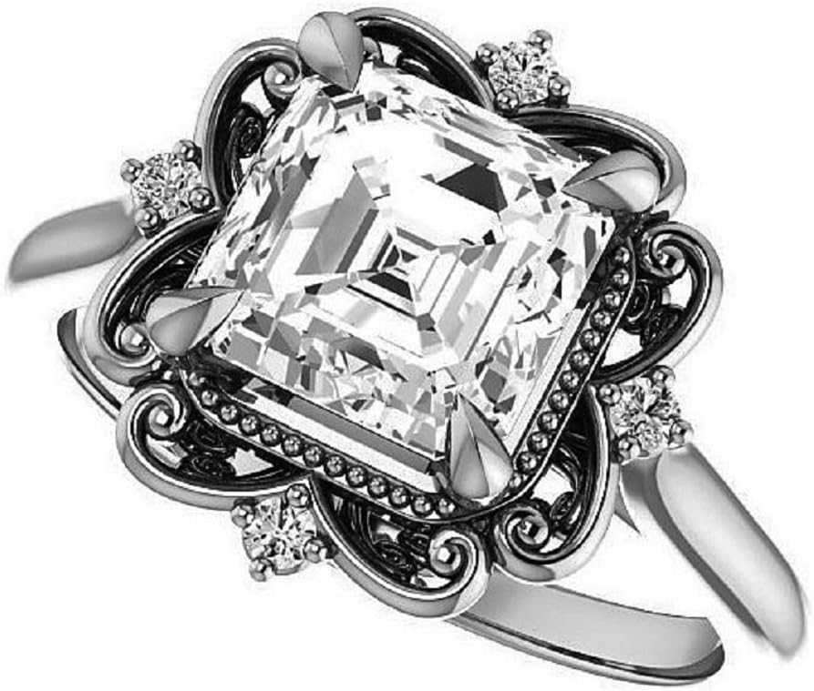 1CT-4CT Antique Halo Engagement Ring for Women Filigree Design Handmade Wedding Bridal Ring Set, Christmas Gifts for Her, 925 Silver/Solid Gold