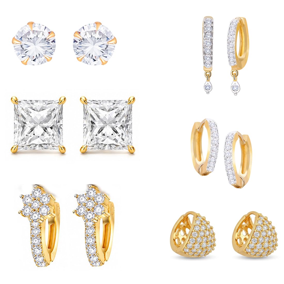 zeneme American Diamond studs & cuffs combo wearable for all the women & girls. A classic yet must-have set of 6 stylish tops.-picture-45