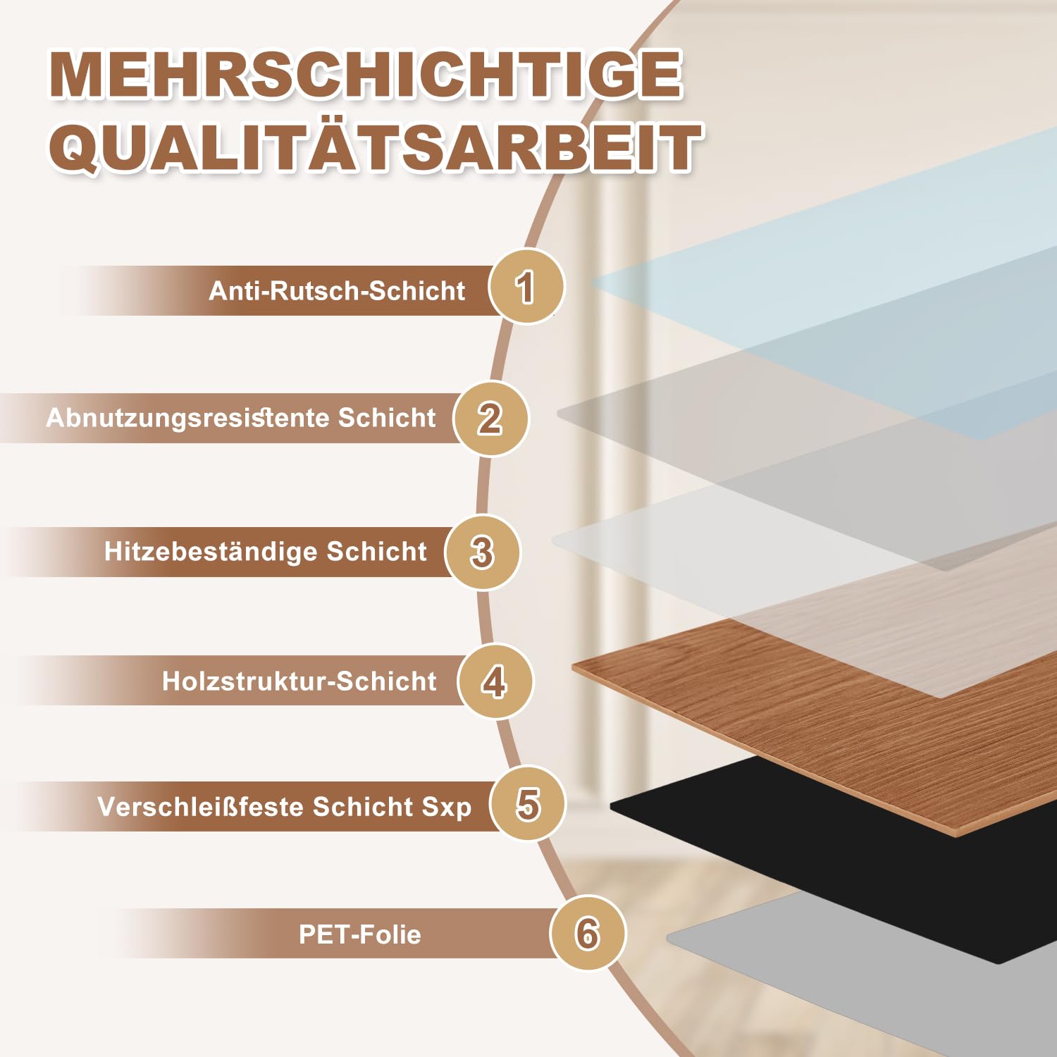 Pavimento in PVC autoadesivo in vinile, effetto parquet a bastoncino, aspetto legno, antiscivolo, impermeabile, difficile da infiammare 10 m²/72 piastrelle, rovere marrone