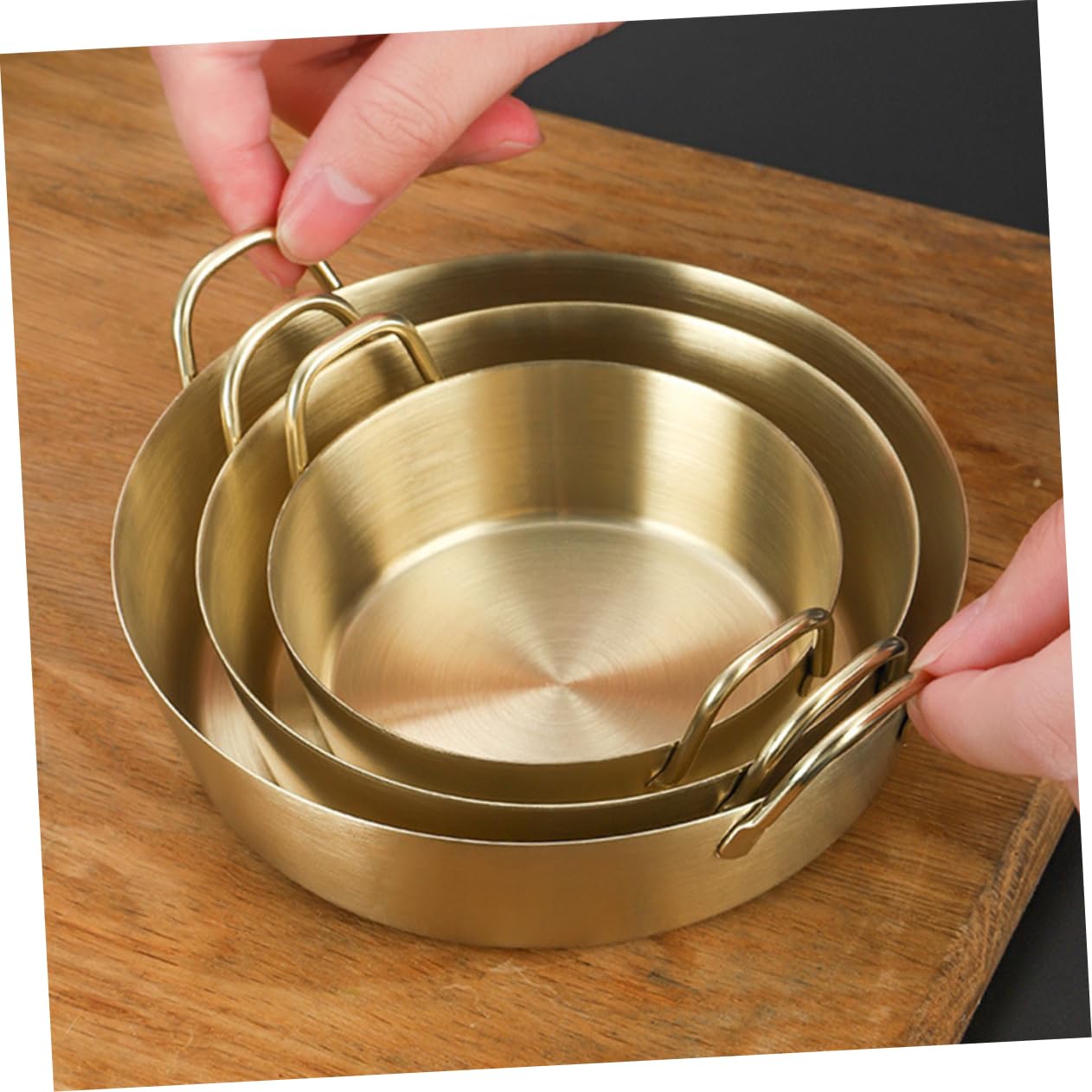 MUCKLILY Seasoning Dish Party Gravy Snack Dipping Dual for Sauce Dishes Cooking Dip Dish Seasoning Bowls Seasoning Plate Condiment Dish Serving Dish Stainless Steel Golden re-usable