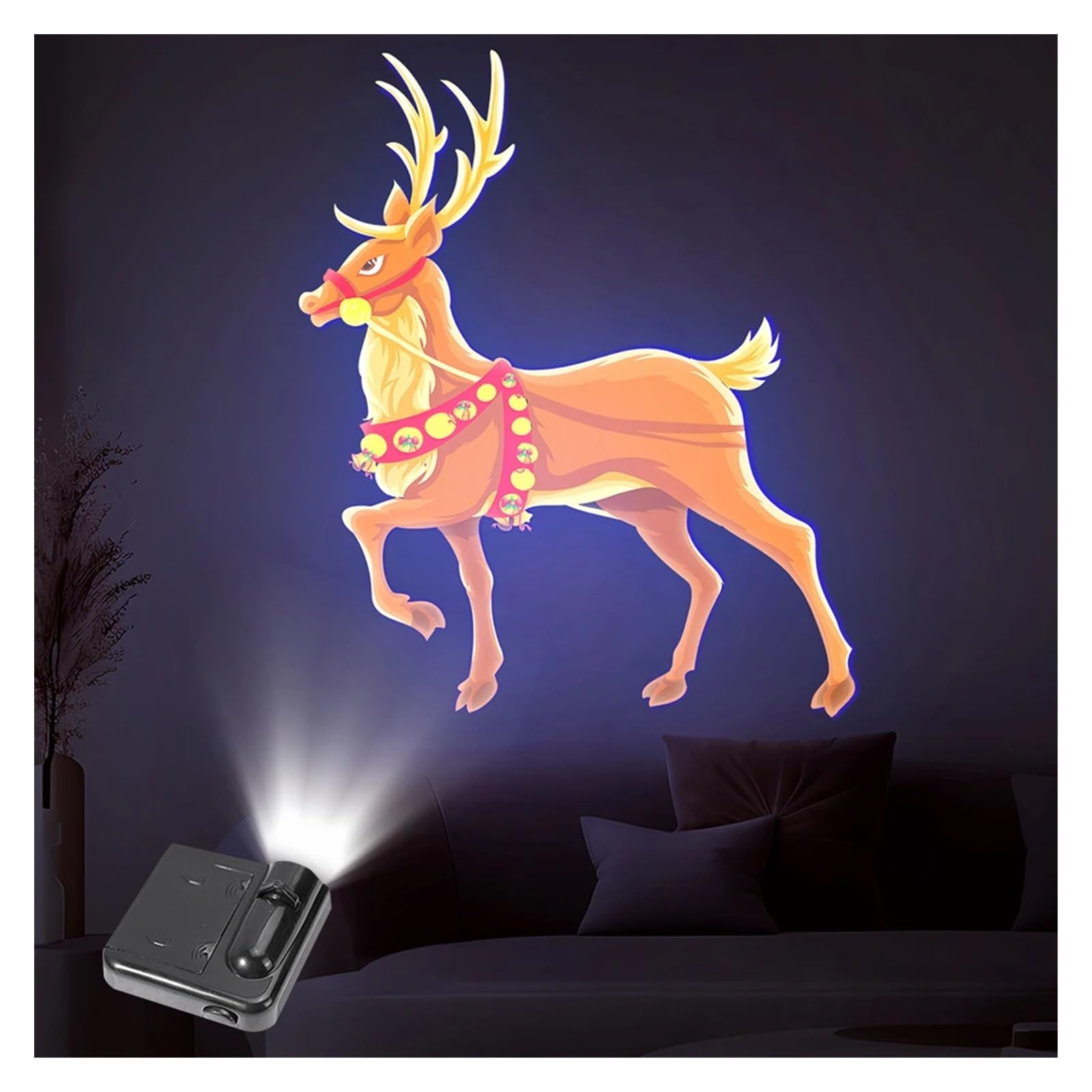 Projektor Weihnachten, Holloween Weihnachtsprojektionslampe mit Lichtblättern, Foto-Neuheit, Geister-Weihnachtsmann-Muster, Raumlichtprojektor, Atmosphärenlampe(White 12 Patterns)