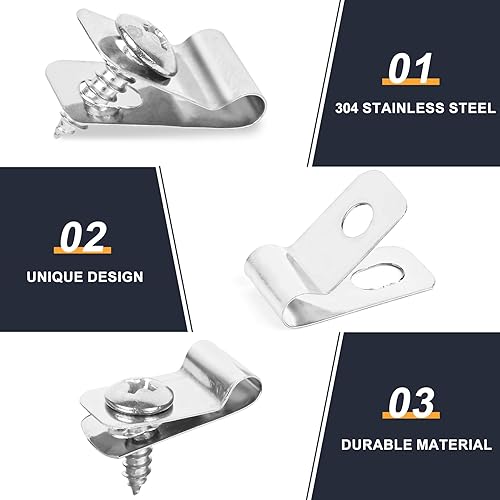 Miniatura 3 de 220 abrazaderas de alambre de acero inoxidable con 220 tornillos de acero inoxidable para alambre soldado calibre 12-16 a valla de madera, metal o