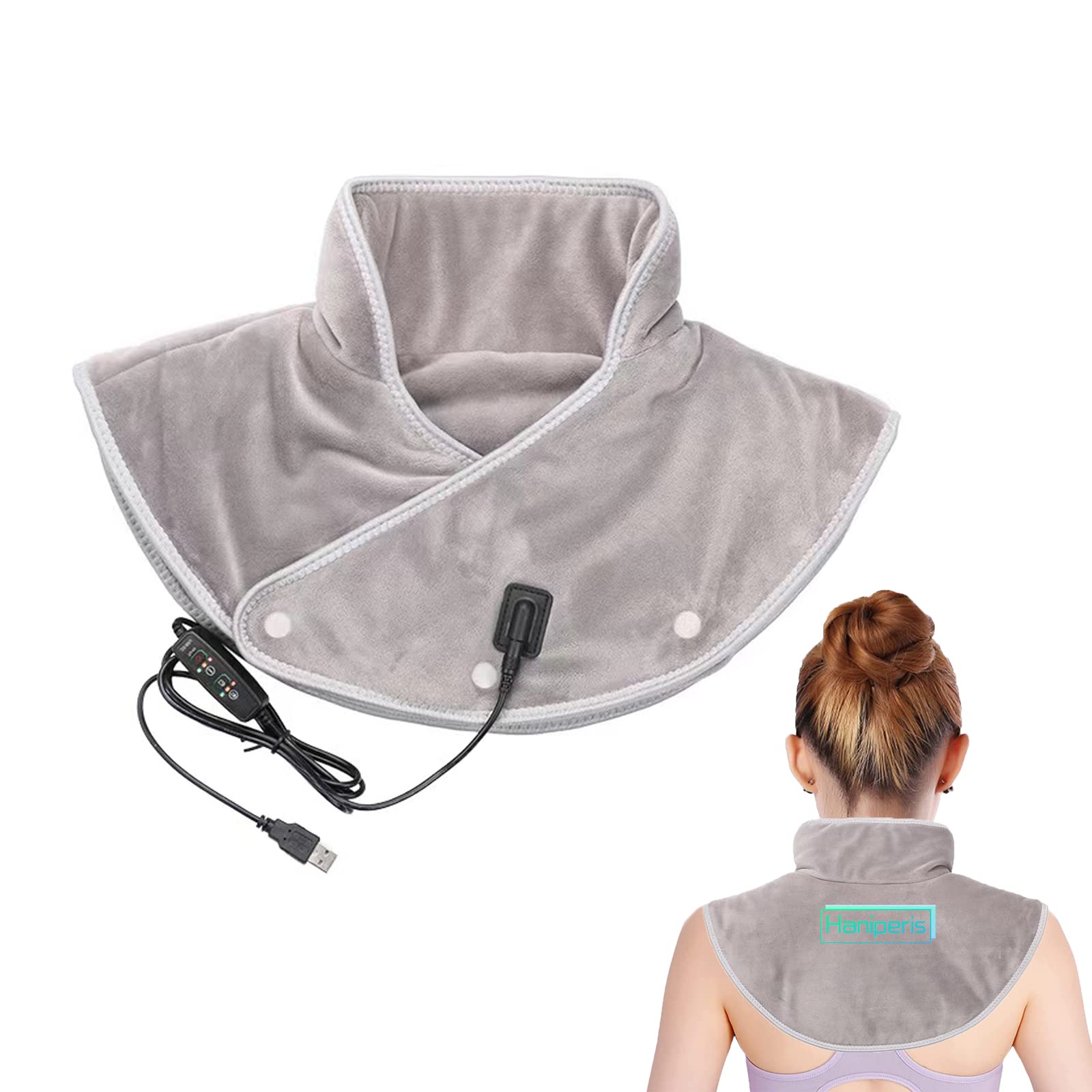 Photo 1 of Neck Heating Pad,Haniperis Heated Neck Shoulder Wrap with Auto Shut Off and 3 Adjustable Temperature,Electric Thermal Compress Neck Brace,Heat Therapy for Soreness & Stiffness Pain Relief (Plush)