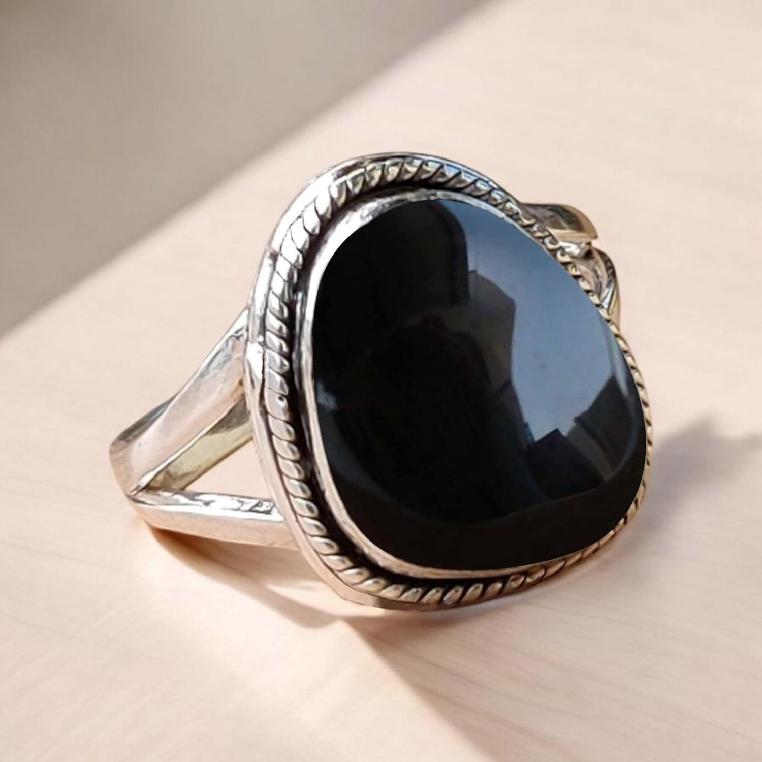 NKG Blue Copper Turquoise Gemstone Ring 925 Sterling Silver Statement Ring For Women Birthday Christmas Gift For Her Native American Style Mohave Ring