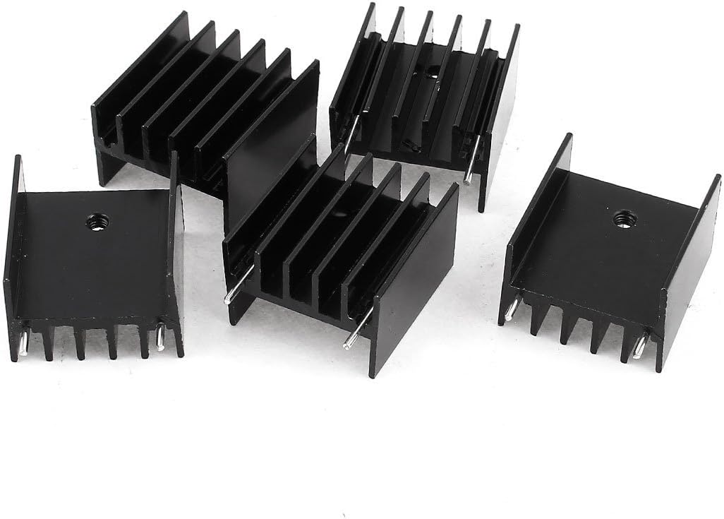 uxcell 5 Pcs Black Aluminum Heat Sink 25x23x16mm for SCR