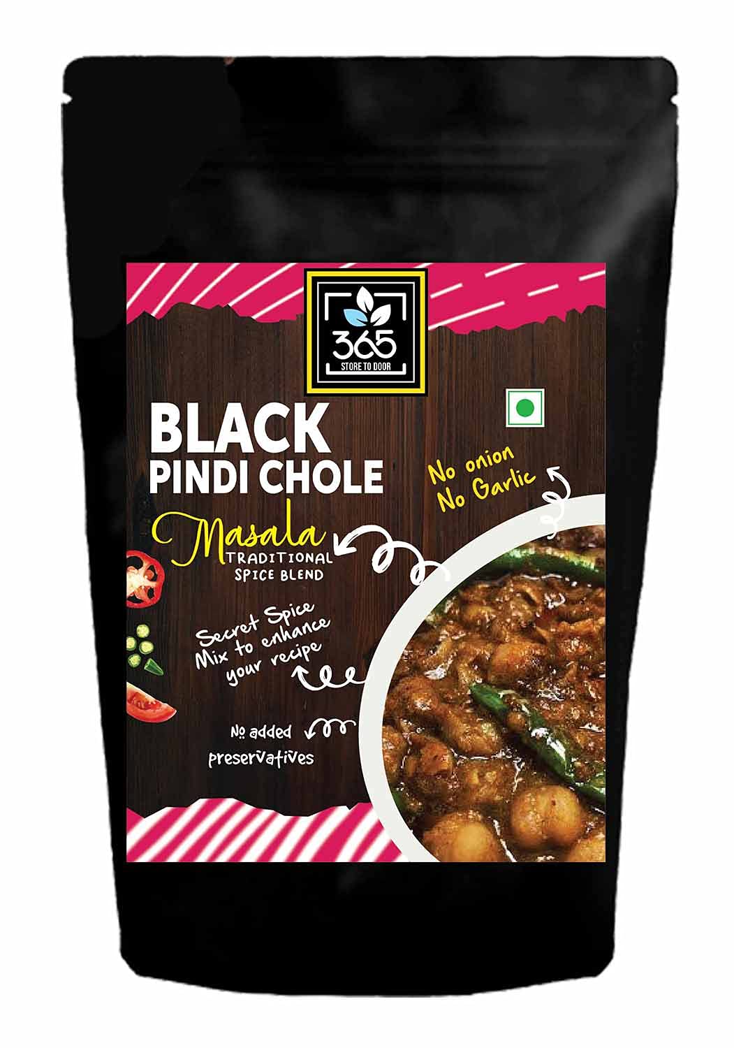 365 STORE TO DOOR Indian Spice – Jain Black Pindi Chole Masala, 250 gm | Homemade Powdered | for Healthy Cooking | Ready to use | All Seasonings Spices | Pure & Hygiene | Spice Mix