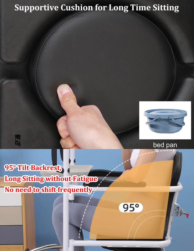 Sollevatore Idraulico 5 in 1 con Sedile Diviso a 180°, Sedia di Trasferimento, Sedia per Disabili, Regolabile in Altezza, Sollevatore di Trasferimento dal Letto alla Doccia/WC/Auto