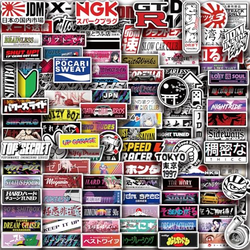 Japanese JDM Waterproof Vinyl Stickers 116Pcs, Japan Racing Car Stickers for Laptop Water Bottle Phone Cars Motorcycle Helmet Decals Drift Slammed Auto Race Motors Tokyo Travel Gifts (Street Style)