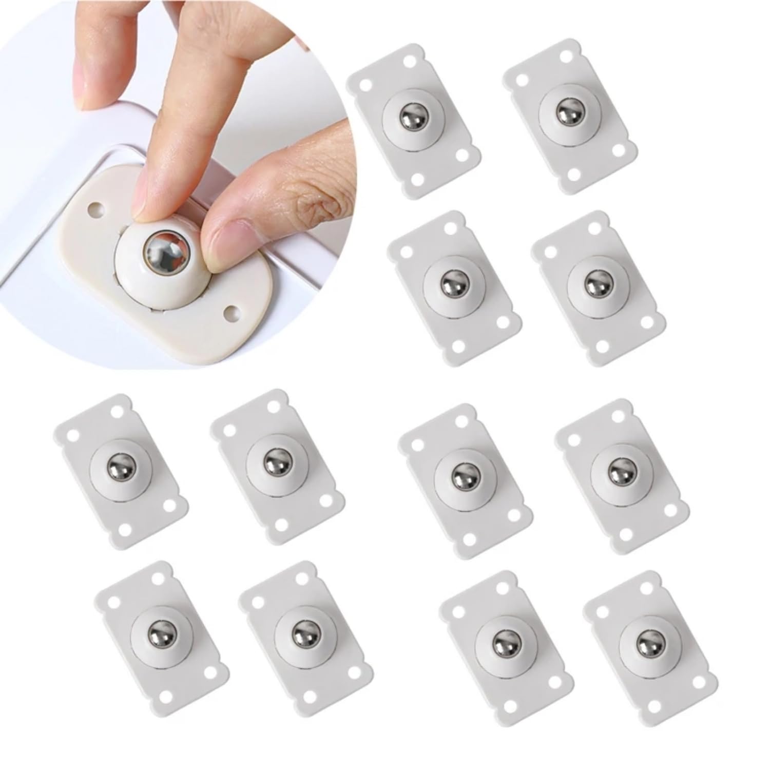 VISUAL ARREST Small Self Adhesive Caster Wheels Mini Swivel Stick On Castor Wheels for Plants Pots Furniture Storage Box Dustbin Trolley Sticky 360 Degree Rotating Mini Wheels (Pack of 8)