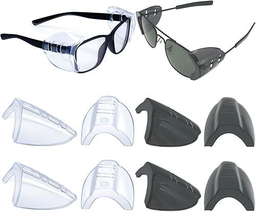 4 pares de protectores laterales de gafas de seguridad, grandes, protectores laterales deslizantes, se adaptan a marcos de anteojos pequeños a