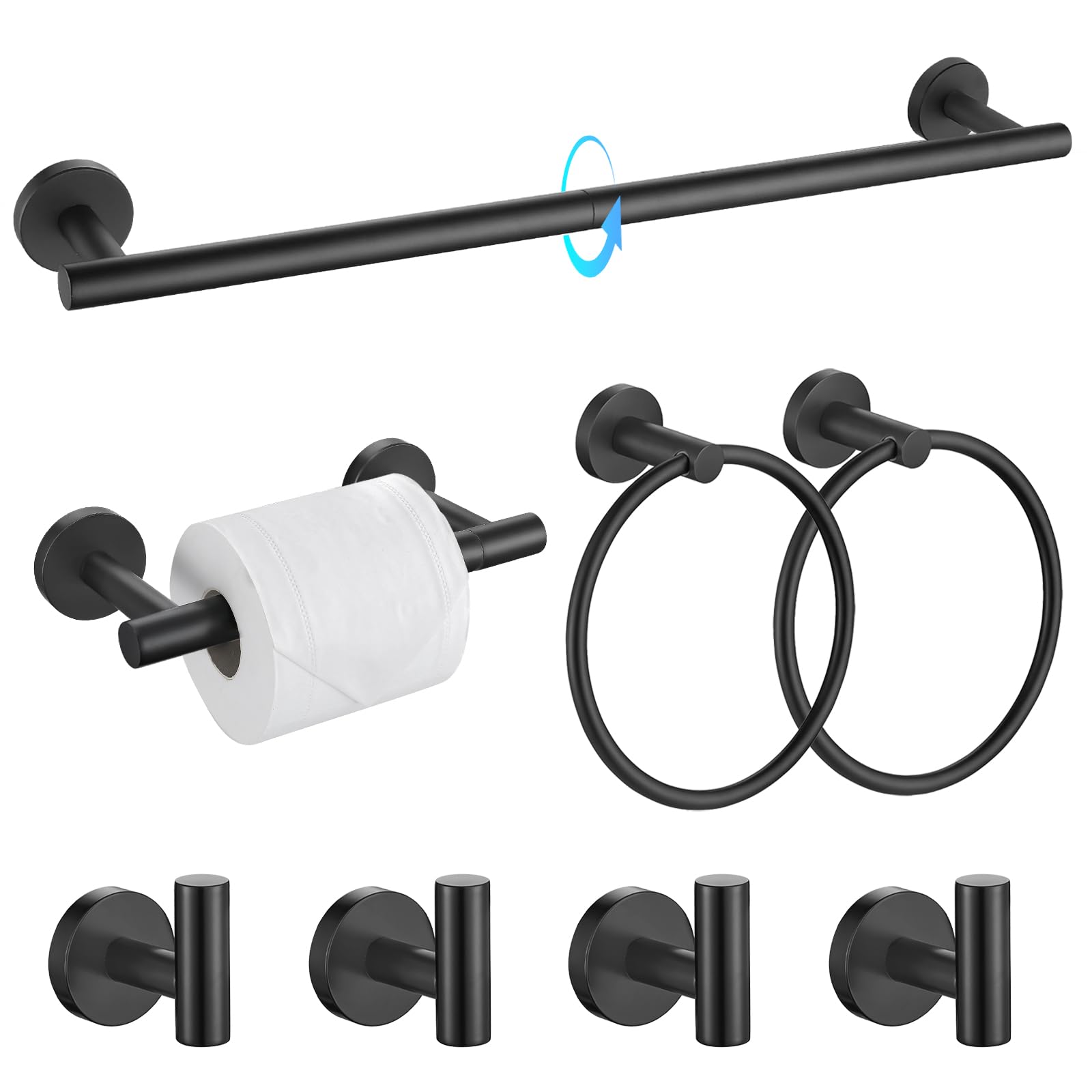 TQKAG Brushed Gold Bathroom Hardware Set 6-Piece Bathroom Accessory Set 23.6 Inch Round Stainless Steel Towel Bar Set Wall Mounted — Amazon image 18