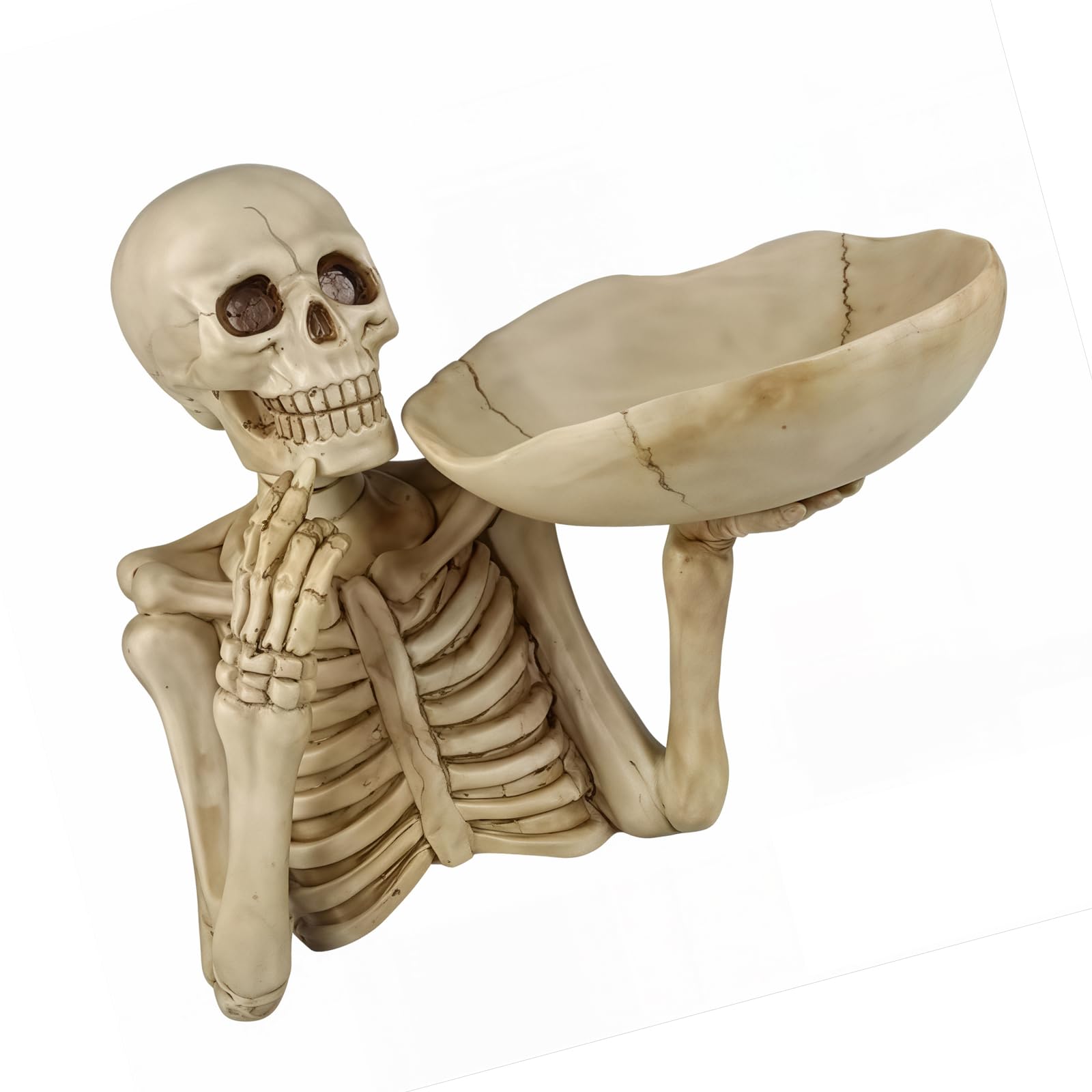 Skeleton Candy Bowl Dishes Skeleton Decorative Catchall Tray Resin Halloween Tabletop Decor for Jewelry, Bone Look Trinket Holder for Entryway Dresser Desk Display Candy Bowl Dishes Gothic Tray