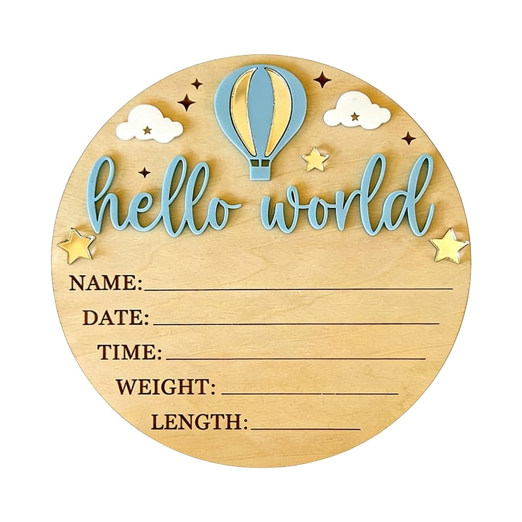 Elnwnnkc Wooden Birth Announcement Plaques with Customizable Name and Date for Nursery