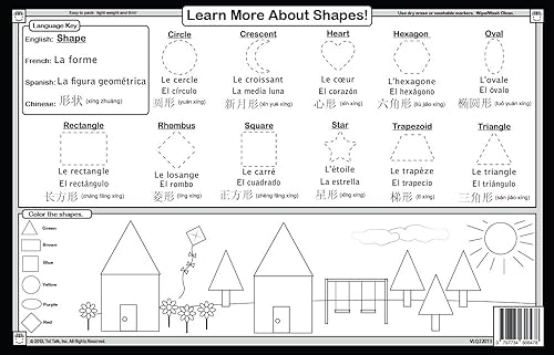 Miniatura 2 de Tot Talk Aprende formas y dibuja mantel individual educativo para niños, lavable y duradero