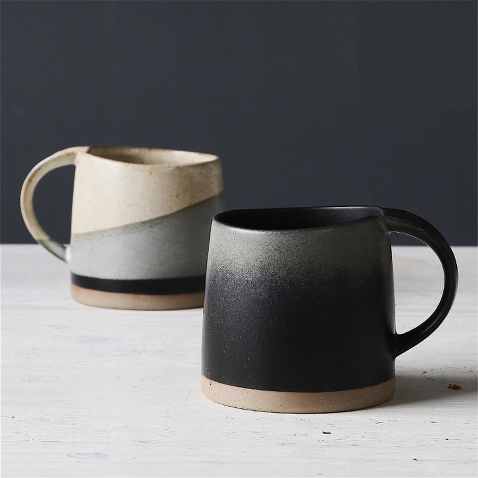 Taza de café Taza de cerámica retro, taza café con leche en blanco y negro Tazas(Negro)