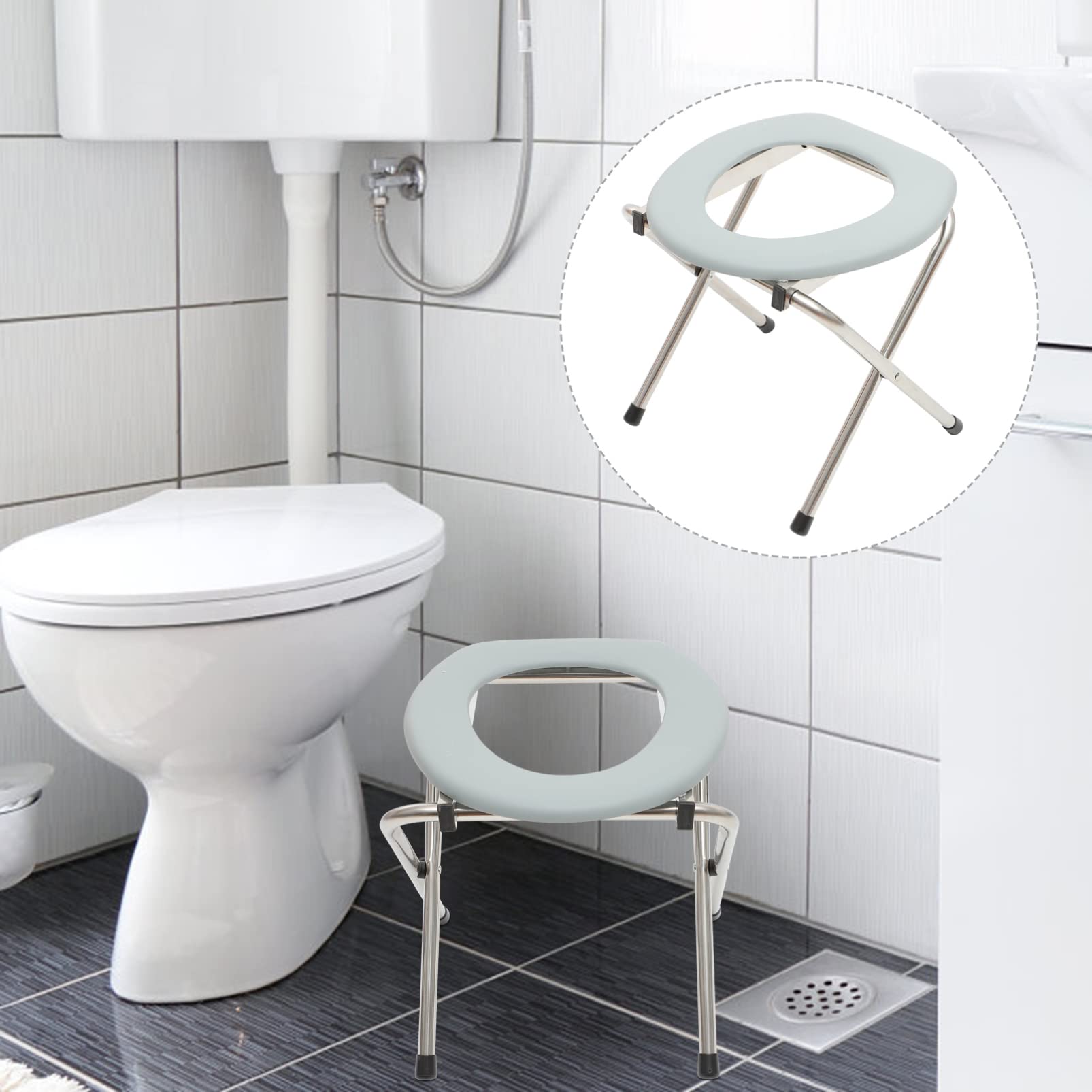 PartyKindom Faltbarer Toilettenstuhl Tragbarer Klappbarer Toilettenhocker Für Ältere Schwangere Leicht Zu Reinigen Und Einfach Zu Transportieren