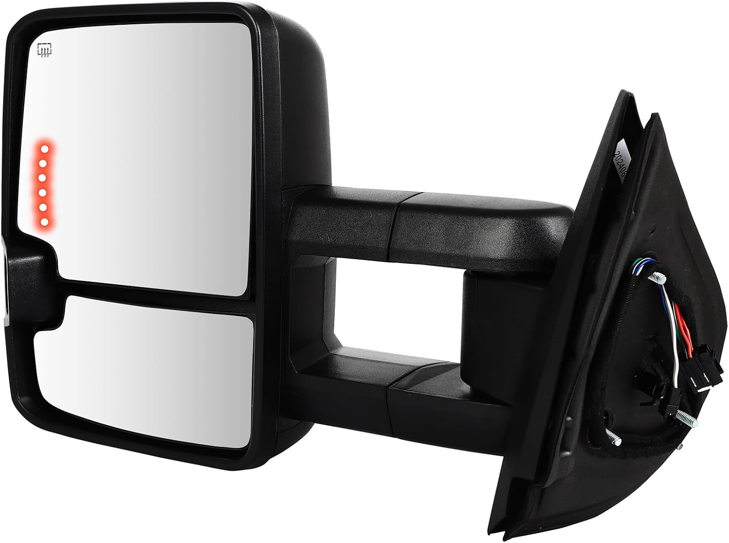 A Pair Of Towing Mirrors Fit For 2007-2013 For Chevrolet Silverado For GMC Sierra With Power Heated Arrow Signal On Glass Switchback Light On Cover Back Up Lamp Black Texture Mirrors