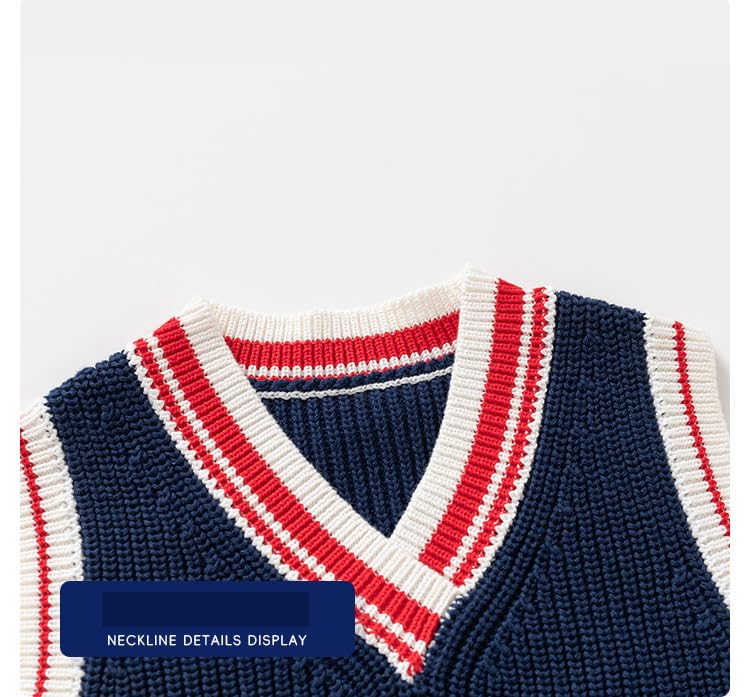 Irsutey Toddler Boys Color Block Knitted Vest Autumn Kids' V - Neck Wool Vest3