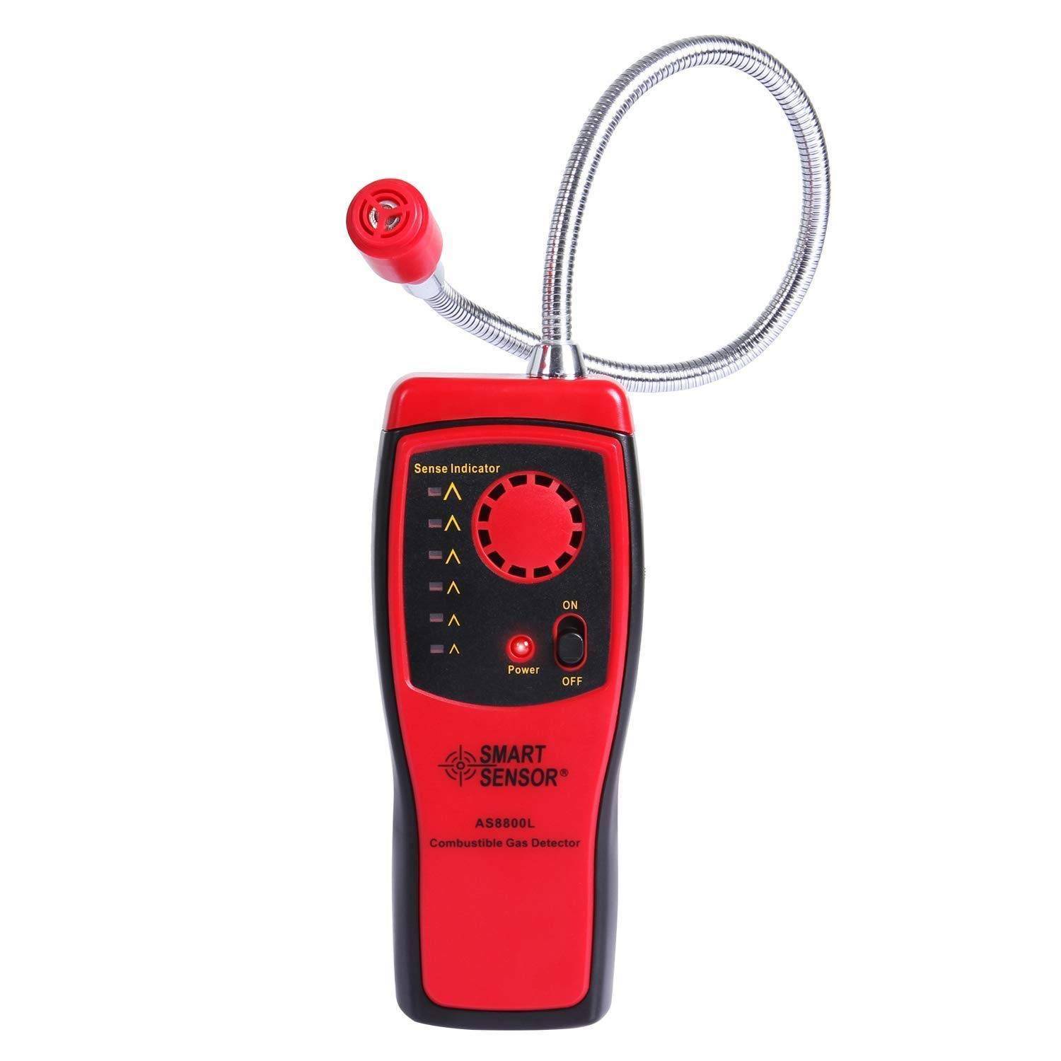 Detector de Gas, MASO AS8800L Equipo de Prueba Detector de Gas contra Incendios Analizador de Fugas de Gas Natural Probador de metano Alarma con Alarma de luz y Sonido para el hogar Cocina Almacén