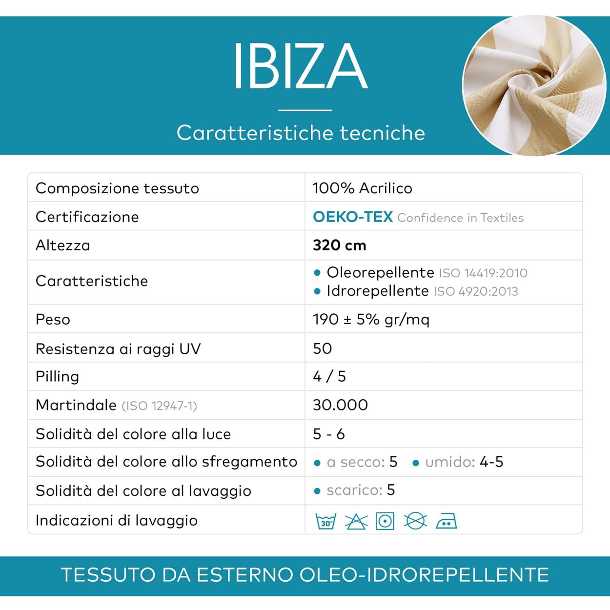 DESHOME Ibiza - Tela al metro para exterior, 320 cm de altura, impermeable, tela impermeable al agua, para tapicería, sofá, cojines, sillas, tumbonas, toldos, color verde
