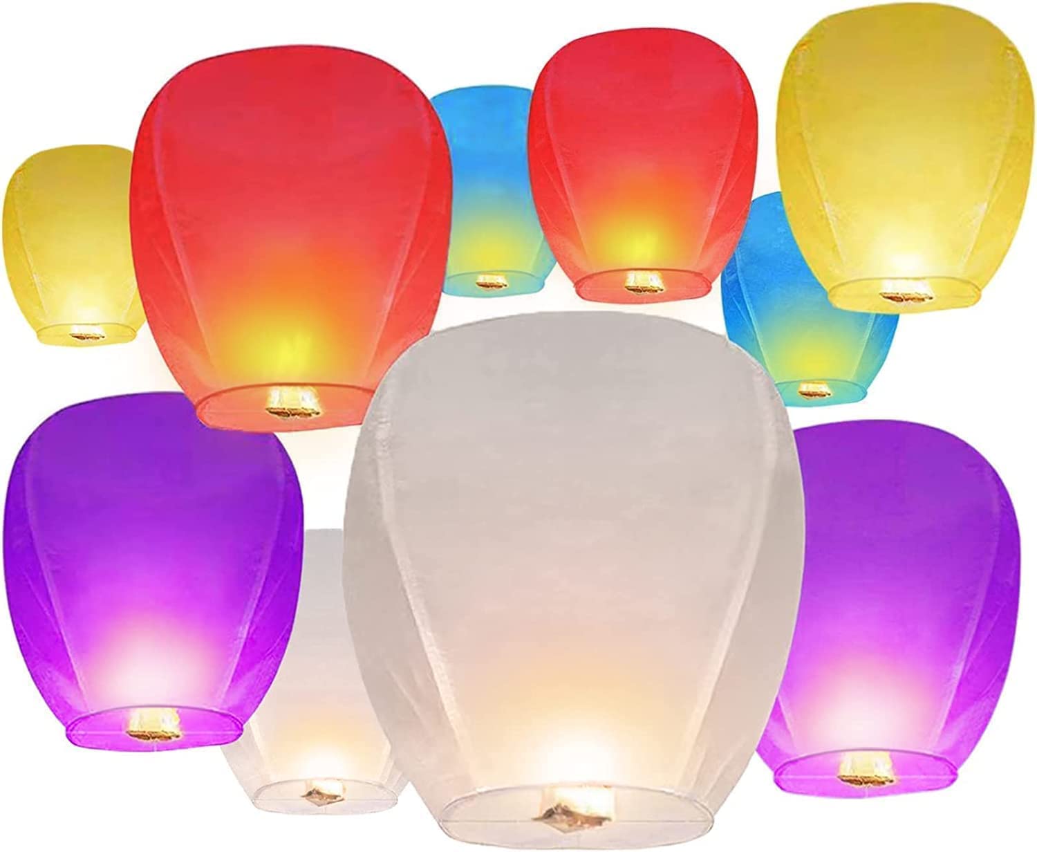 Linternas celestes chinas – Linternas voladoras de papel celestial deseando para cumpleaños, bodas, monumentos, fiesta (20 unidades coloridas) de la marca REWIAR
