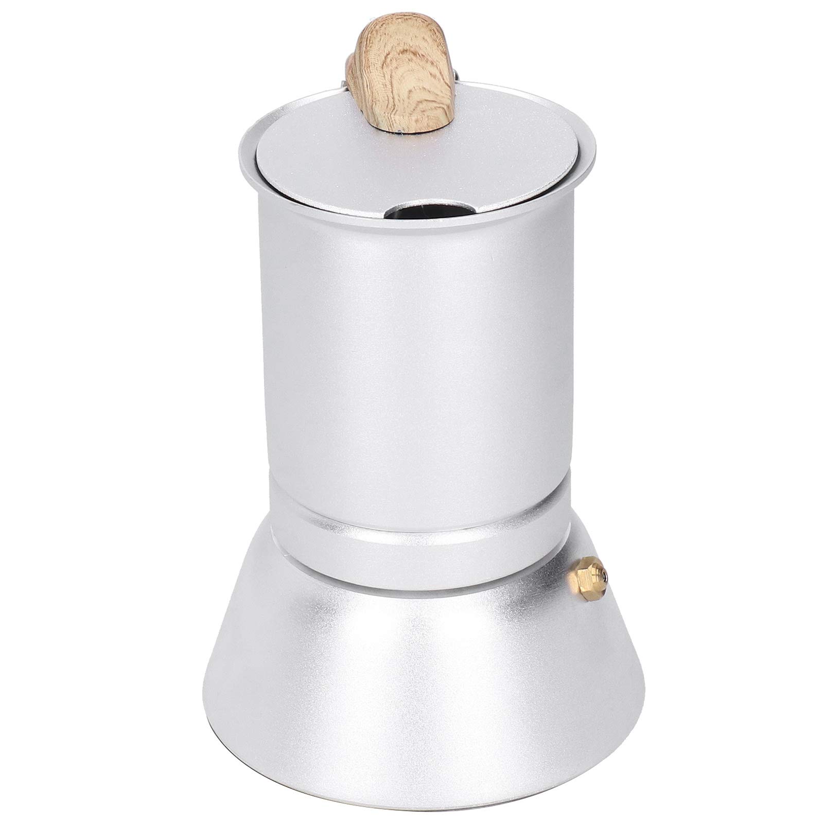 Caffettiera 150ml Nordic Italiano Moka per uso domestico Caffettiera in acciaio inossidabile Fornello a induzione Uso domestico Forniture in lega di alluminio e acciaio inossidabile e legno 3 tazze