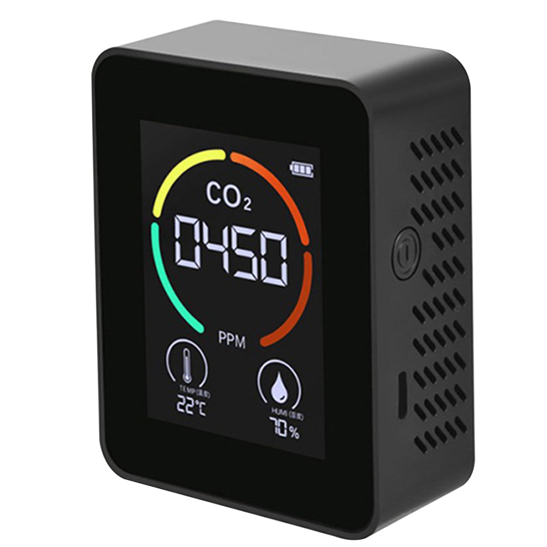 Detector de CO2, 3 en 1 con LCD Que Muestra un Monitor de Calidad del Aire portátil Muestra la Temperatura Ambiente y la Humedad para Las Carpas de Cultivo de Casas rodantes, 400-5000ppm Negro