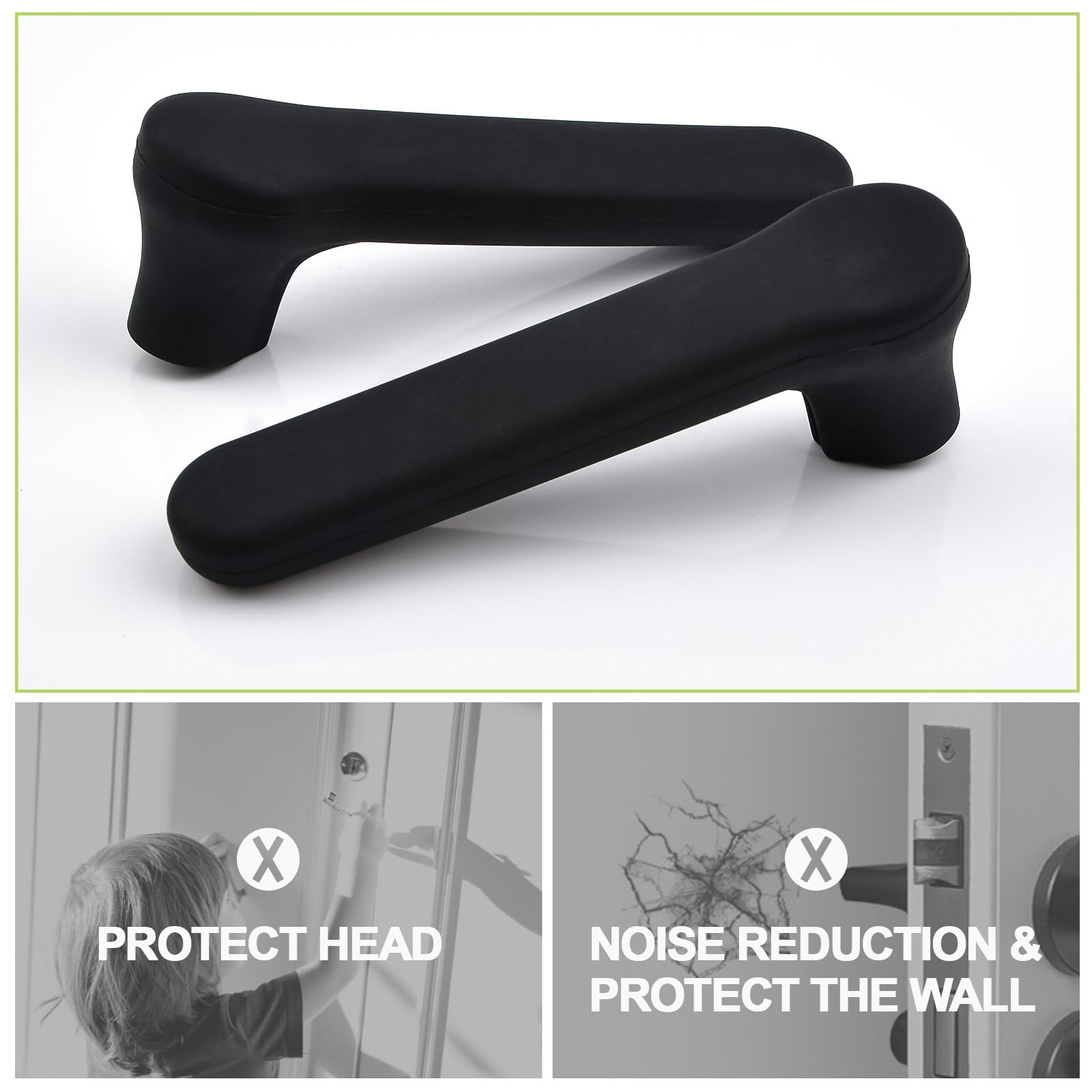 Fundas para manijas de puerta, 10 unidades, color negro mate, fundas de silicona para manillas de puerta antiestáticas, protector de perilla de puerta para palancas de puerta cuadradas planas