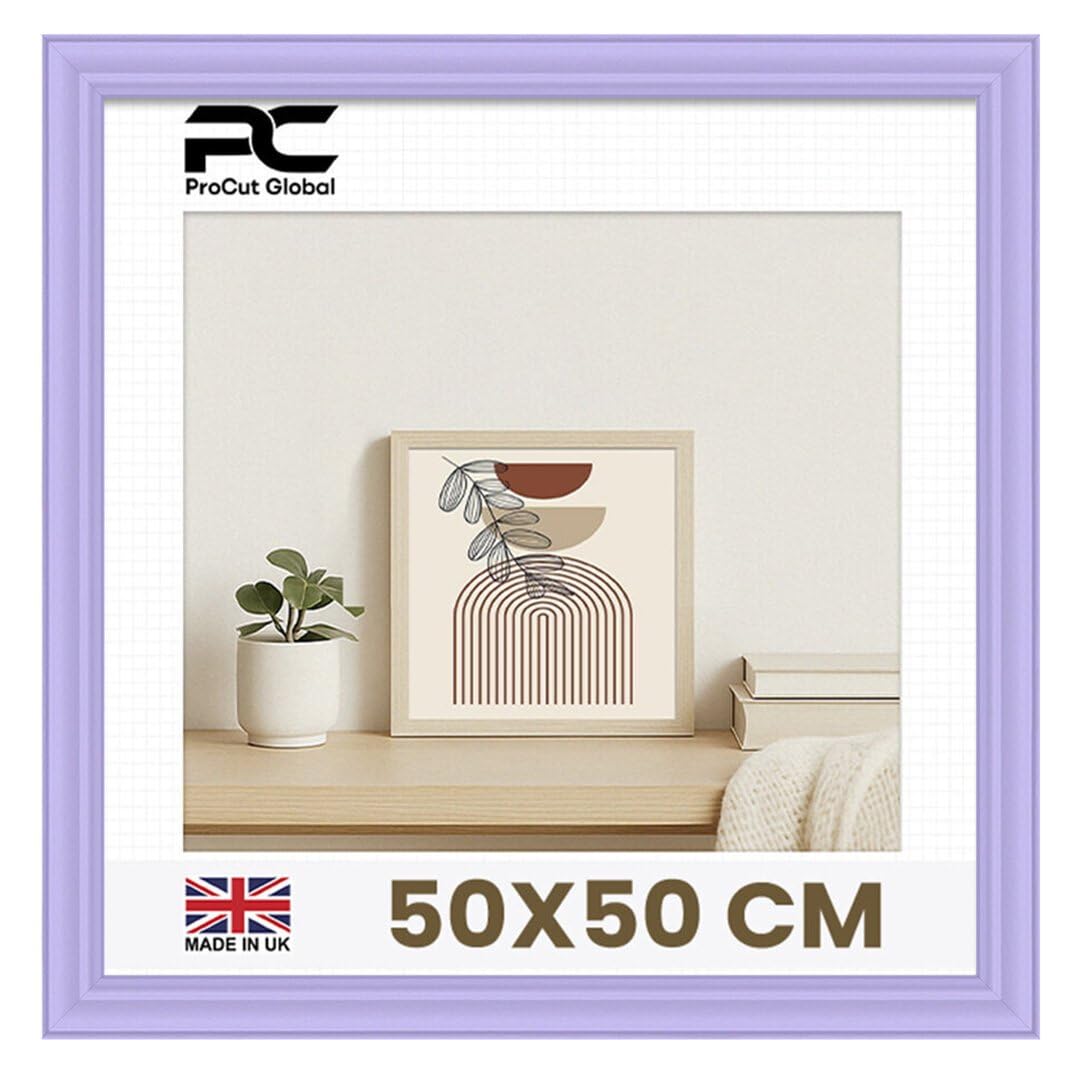 Procut Global 50x50CM Purple Picture Frames - Classic Wooden Photo Frame with Shatterproof Perspex for Wall or Tabletop - Perfect for Posters, Certificates & Prints - Sizes & Colors Available